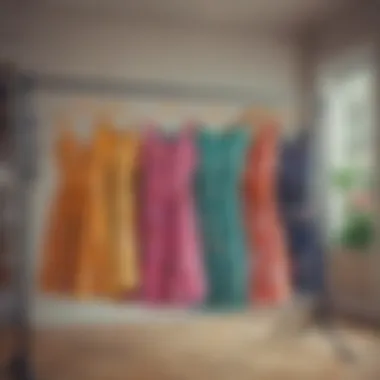 Colorful summer dresses hanging on a rack