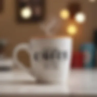 A close-up of a coffee mug featuring a witty pun related to coffee