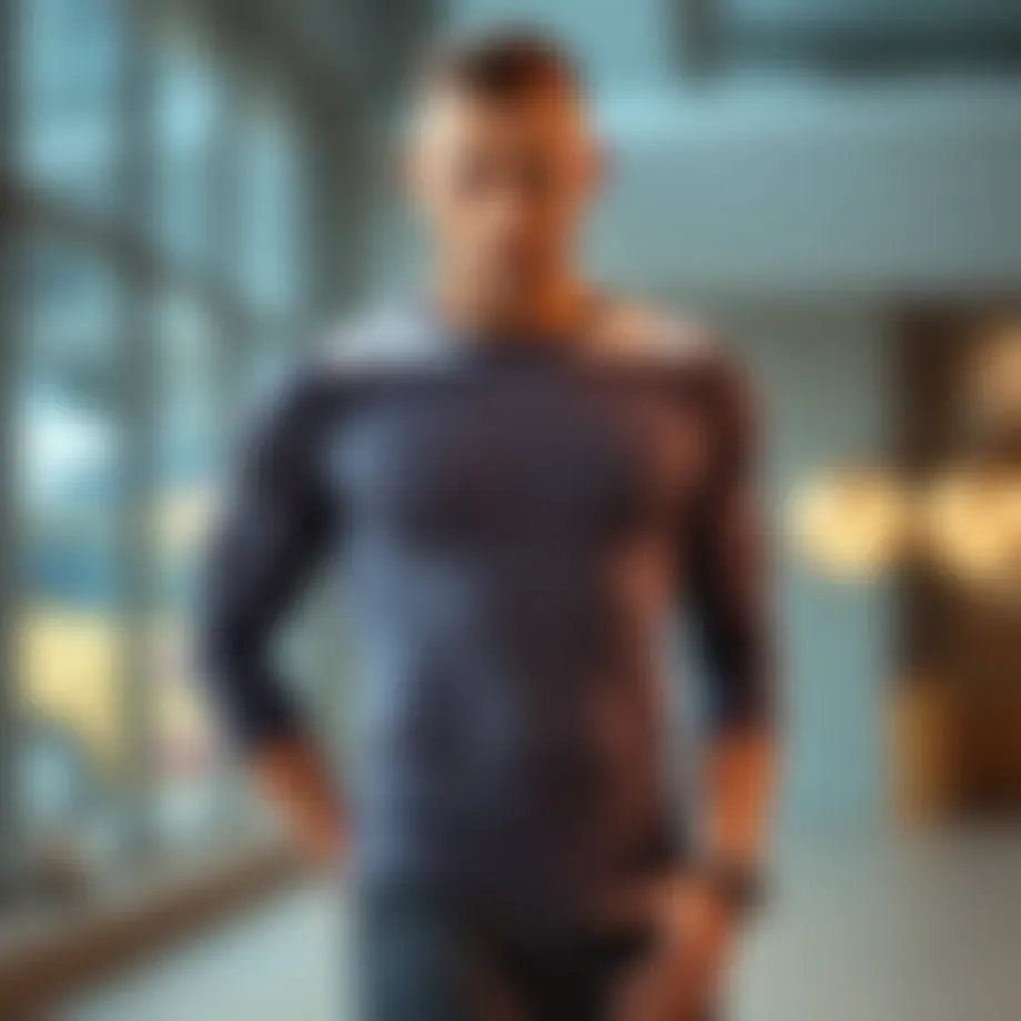Stylish compression shirt model showcasing the fit