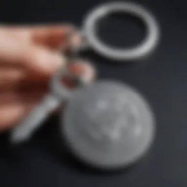 Close-up of a customizable keychain with a personal touch