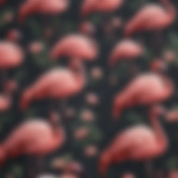 Close-up of flamingo patterns on high-quality fabric