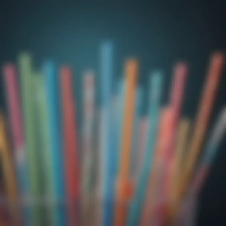 Eco-friendly silicone straws displayed alongside traditional plastic straws