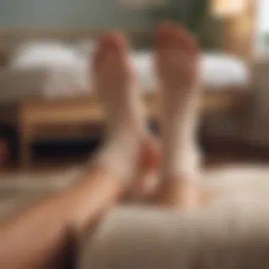 Person enjoying the therapeutic effects of reflexology socks in a cozy setting