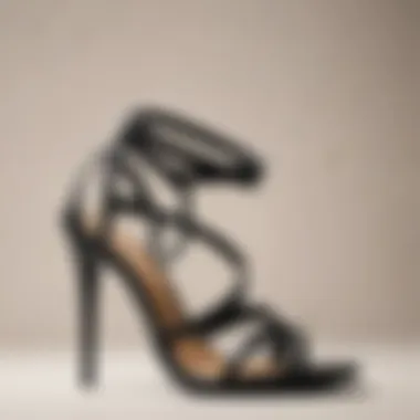 Elegant black strappy sandals displayed on a neutral background