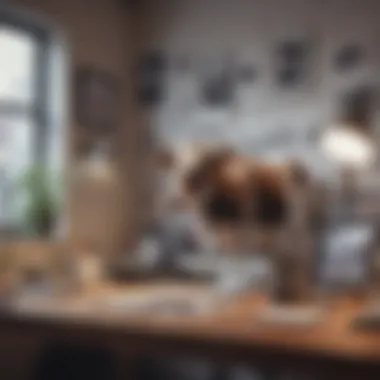 Creative Workspace Inspiration Creative workspace adorned with cow print wall decals for inspiration