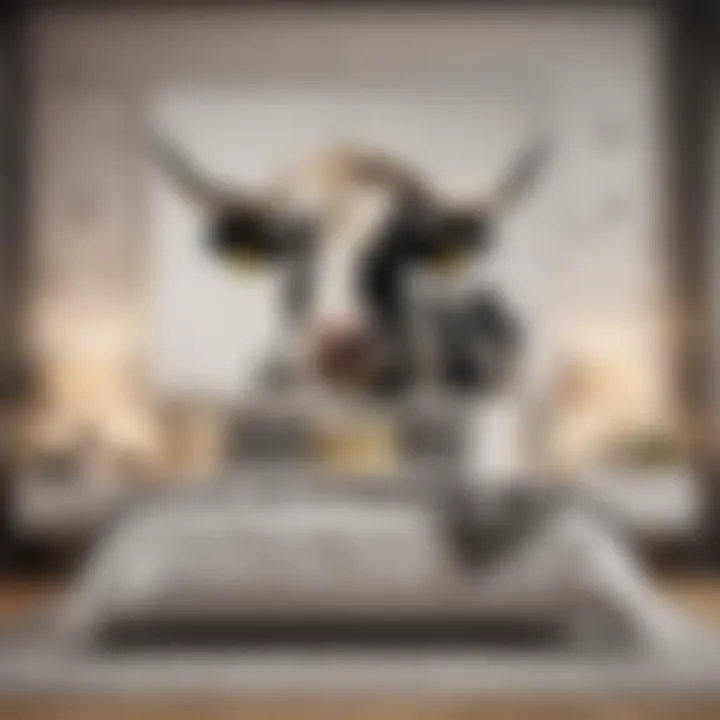 Stylish bedroom featuring cow print wall decals as a focal point