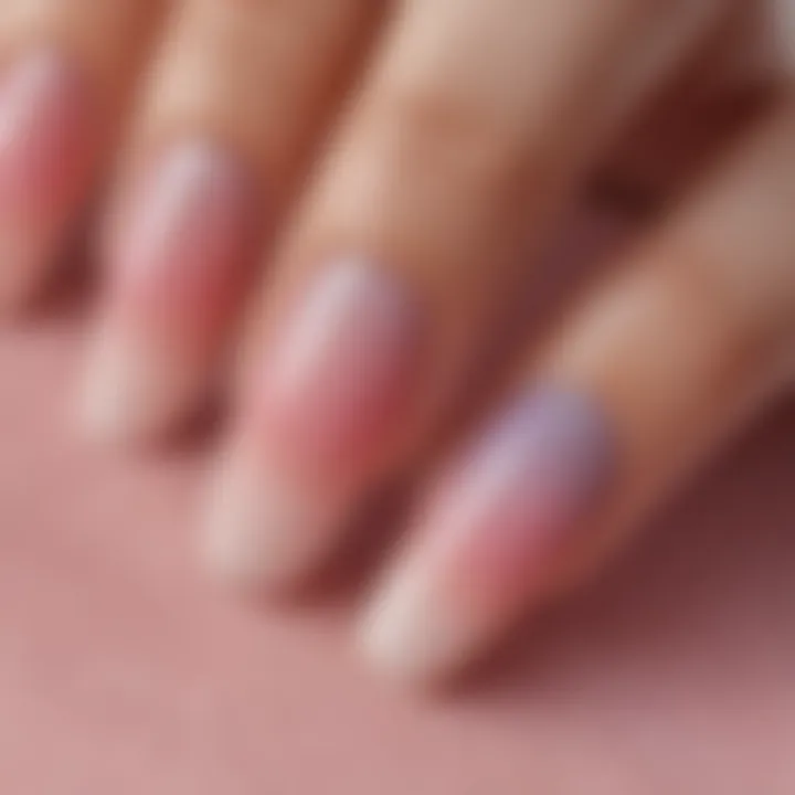 Close-up of a beautifully designed French ombre press-on nail set.