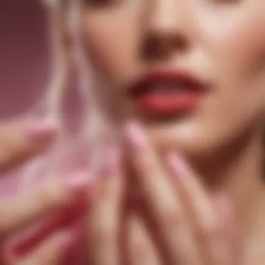 Nail care products alongside French ombre press-on nails for maintenance.