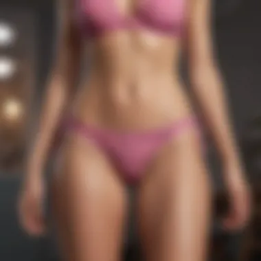 A female model showcasing full coverage bikini underwear styled with everyday clothing