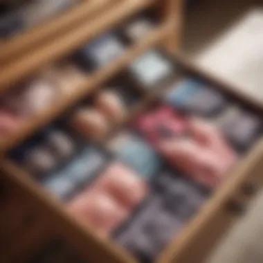 An organized drawer filled with neatly arranged full coverage bikini underwear