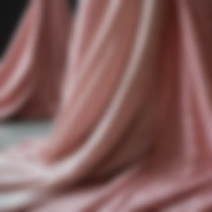 Close-up of fabric textures used in high slit gowns