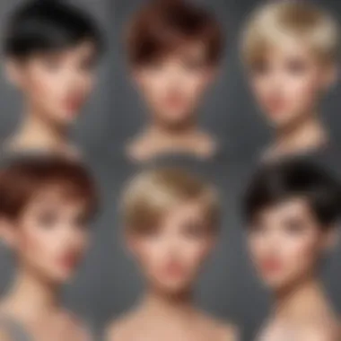 Close-up of styling options for pixie cut wigs