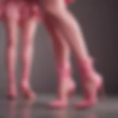 Group of diverse pink thigh high heels representing cultural significance.