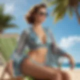 Stylish bikini cover up draped elegantly on a sun chair