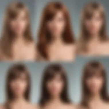 A comparison of various styling options for wigs with side bangs