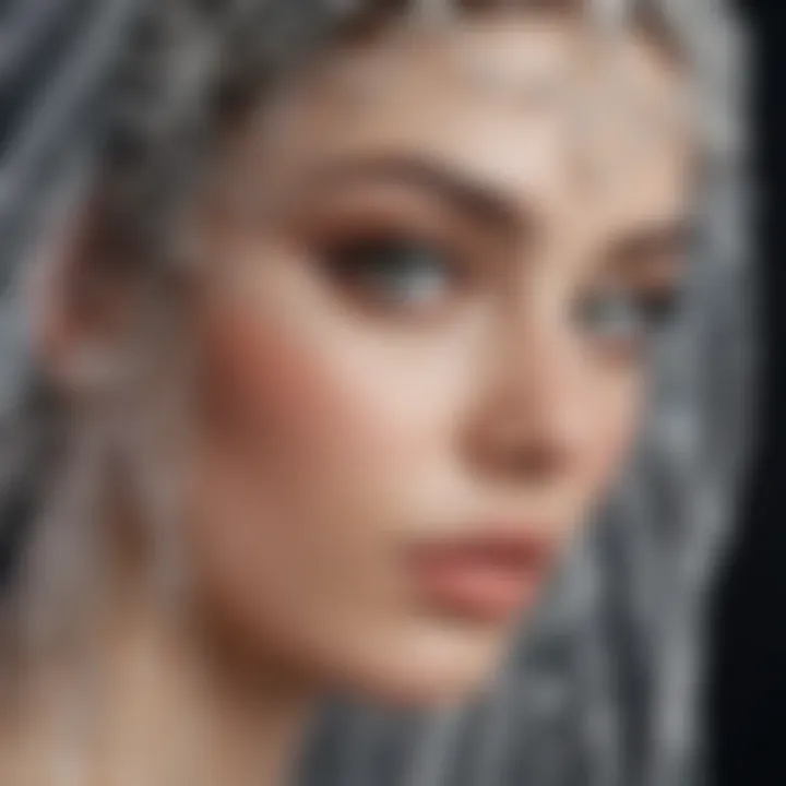 Close-up of a glitter bridal veil showcasing intricate designs and shimmer