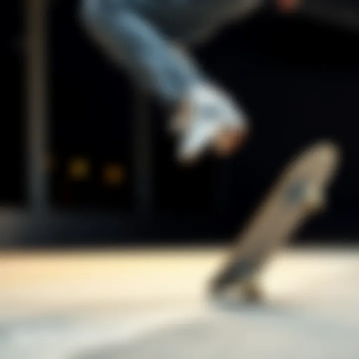 Skater performing a trick while using slip resistant shoes