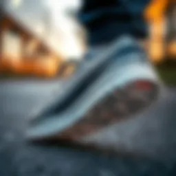 Close-up of slip resistant skate shoe sole showcasing grip technology