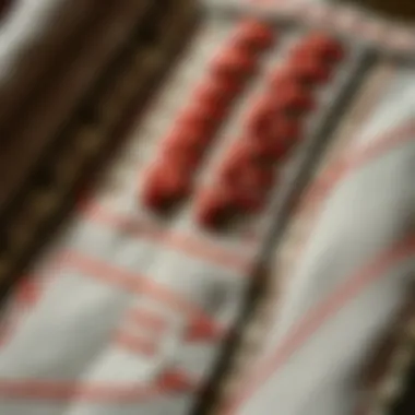Close-up of various stitching techniques applied to a book bag