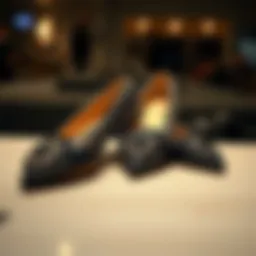 Elegant display of black rhinestone flats showcasing design intricacies