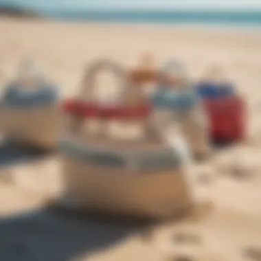 Variety of sand resistant beach bags on display