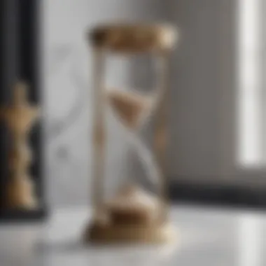 Elegant luxury hourglass on a marble surface