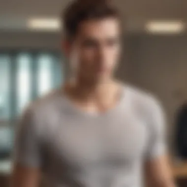 A person wearing a seamless undershirt in a casual setting