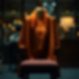 Elegant neck cape draped over a chair