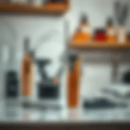 Trimming tools displayed on a countertop